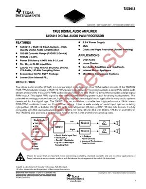 TAS5012PFBG4 datasheet  